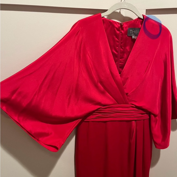 Theia Red Slik Midi Maxi dress - Picture 5 of 12